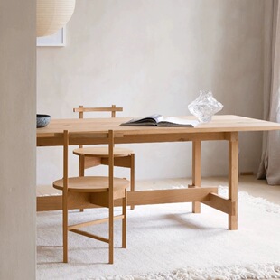 侘寂纯实木原木大板桌咖啡桌中古风极简结构感设计感长桌 设计师款