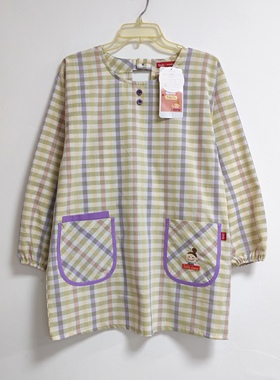 女士围裙长袖有袖子手工缝制日式防污简洁大方耐磨做饭反穿衣日本