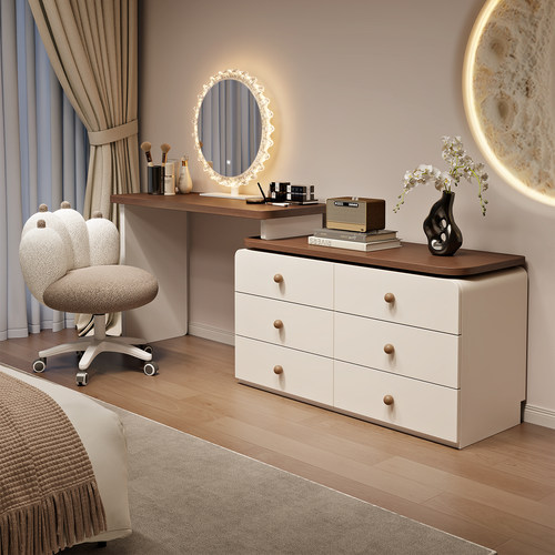 2026新款复古实木梳妆台现代简约卧室化妆桌斗柜一体主卧收纳柜
