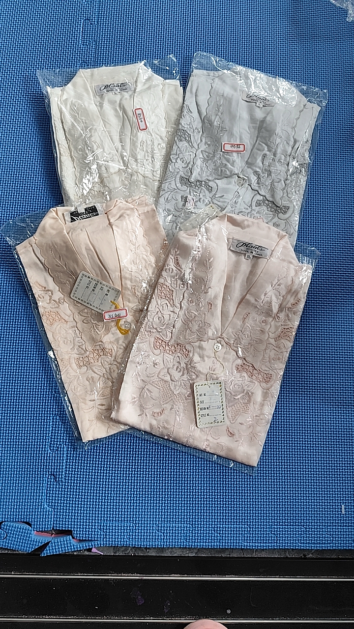 重工刺绣保真真丝素绉缎手绣翻领粉色色女士短袖上衣微瑕疵