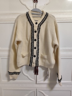 2025年新款韩厚实百分之百羊毛小香风针织开衫女毛衣外套短款上衣