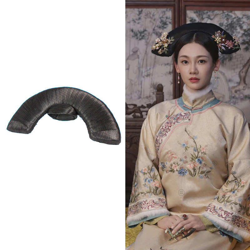 影视清朝假发妃子旗头福晋格格造型古代后宫公主带插梳旗头a-064