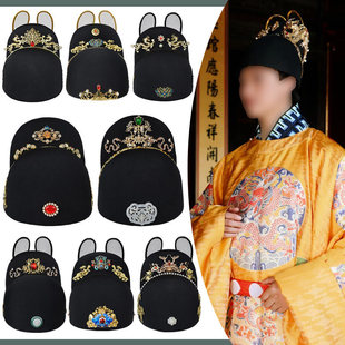 汉服婚礼新郎官帽男礼帽明制中式翼善冠帽古风饰品帽子结婚配饰