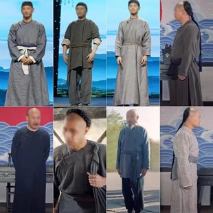 古装长袍马褂掌柜杂役家丁随从影视清末清朝棉麻男士农民服老百姓