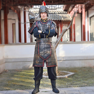 古装 景区舞台演出表演服靴子战袍 将军盔甲铠甲古代三国士兵服装
