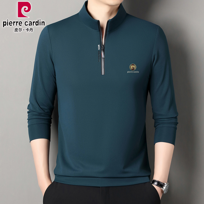 皮尔卡丹正品男士立领拉链卫衣春秋季长袖T恤百搭休闲打底Polo衫