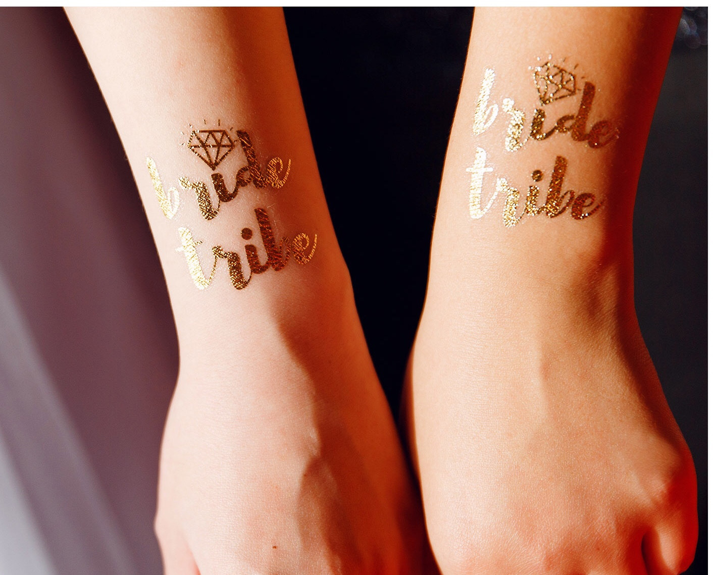 结婚新娘伴娘团手腕纹身贴烫金色花体字ins风简约个性防水 手腕花