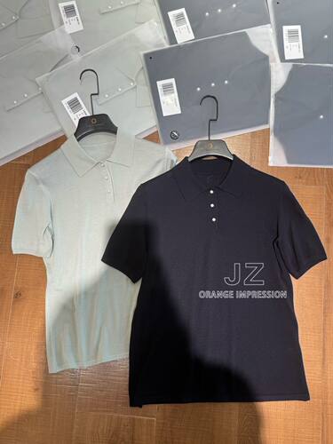 JZ橘子印象欧货2026年春夏新款翻领珍珠纽扣净色短袖针织衫上衣