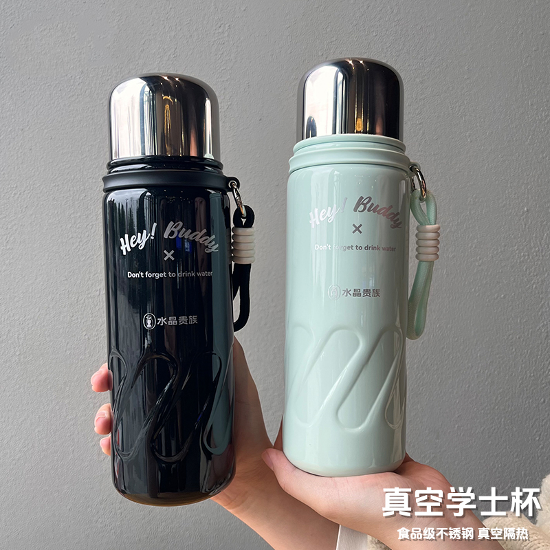 水晶贵族304不锈钢保温杯真空大容量学生水杯便携带过滤老人杯子