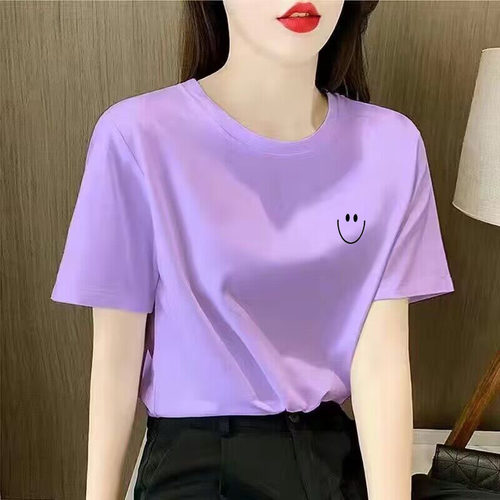 纯棉宽松上衣百搭显瘦短袖t恤女