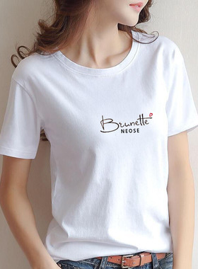 潮ins白色显瘦纯棉体恤衫2025韩版短袖t恤女夏季百搭创意字母上衣