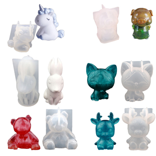 起司猫独角兽几何熊缝线兔梅花鹿diy硅胶模具香薰石膏模具扩香石