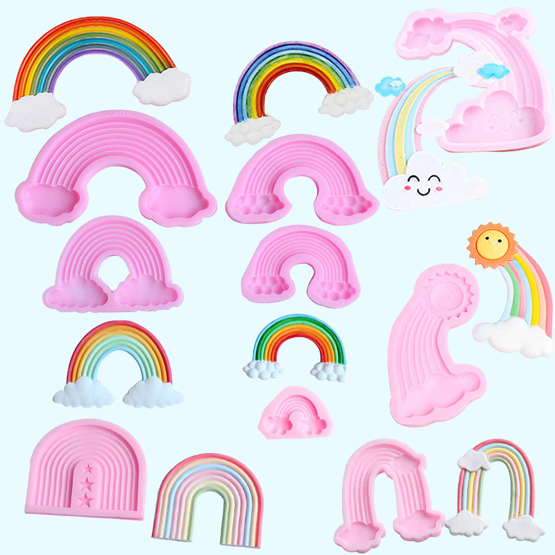 立体慕斯巧克力云朵白云彩虹硅胶模具蛋糕石膏香薰手工皂硅胶模具