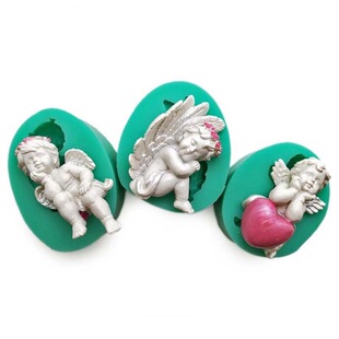 3款形态各异小 天使 翻糖干佩斯硅胶模具 对称天使