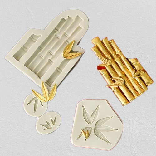竹子竹叶一套组合液态硅胶模具 diy翻糖蛋糕装饰黏土石膏滴胶模具