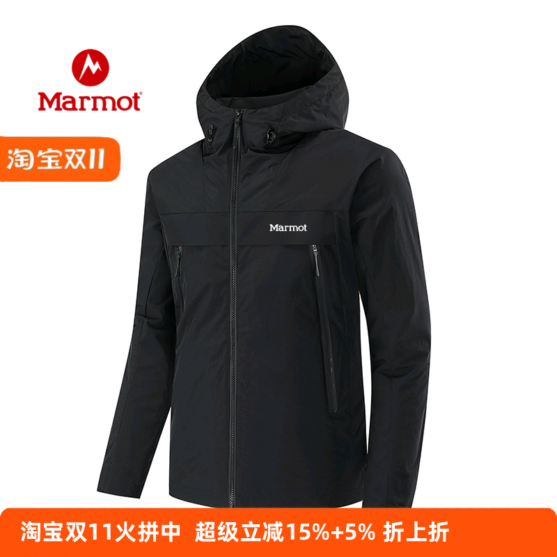 MARMOT土拨鼠软壳冲锋衣男春秋款连帽防泼水夹克户外登山耐磨外套