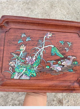 高级彩贝盘越南螺钿非遗工艺品