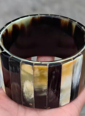 天然牛角宽边手镯小众设计个性