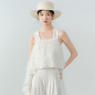 水晶毛绒背后交叉上衣 光羽 blushwhite bridal