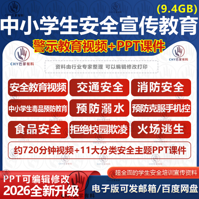 学校安全宣传教育片视频中小学生交通校园欺凌假期防溺水食品火灾