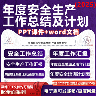 2025年度安全生产工作总结及2026计划PPT课件工作表格word检查表