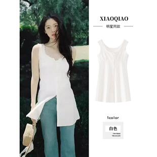 春款欧阳娜娜同款白色花边吊带连衣裙女2025新款bm小个子无袖背心