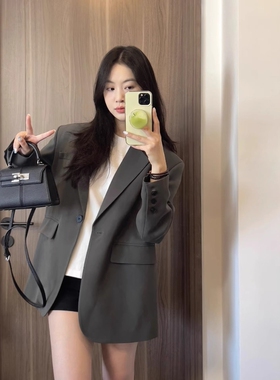 冬季周淼同款西装外套女2025新款春秋高级宽松小个子超火休闲西服
