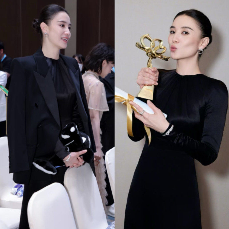 春款宋佳白玉兰奖同款黑色戗驳领西装外套女十黑醋酸露背长袖长女