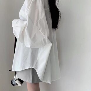 夏季白色衬衫女春夏新款韩国ins宽松大尺码oversize外搭叠穿百搭