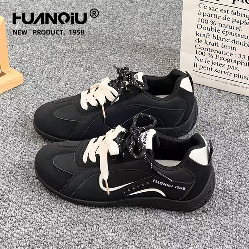 环球黑色鞋子男鞋2025新款爆款超火百搭轻便阿甘鞋增高休闲板鞋潮