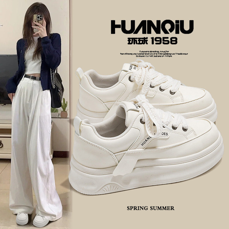 环球女鞋厚底小白鞋女2025新款爆款百搭学生甜美气质舒适休闲板鞋,女鞋,休闲板鞋,淘宝优惠券,粉丝福利购,淘宝优惠卷