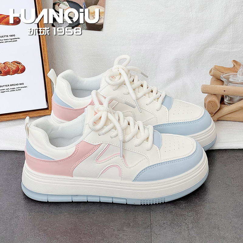 环球糖果色厚底增高小白鞋女2025新款爆款百搭学生舒适轻便休闲鞋
