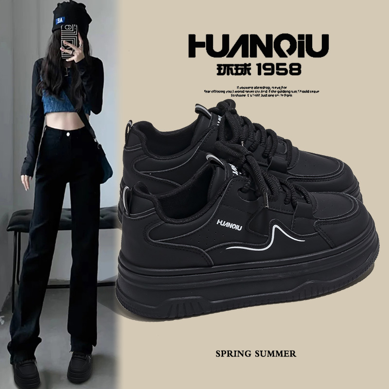 环球原创设计感小白鞋女2025新款爆款百搭小黑鞋子女高级感不累脚