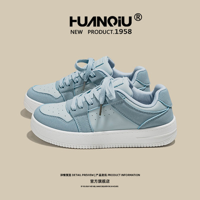 环球女鞋透气2025春季新款小众高颜值软底ins亮蓝舒适休闲板鞋女