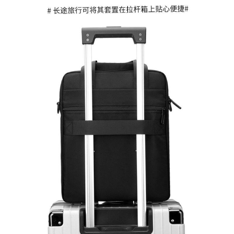 商务出差减负拉杆套带竖款方形男手提单肩斜挎14寸电脑书本文件包