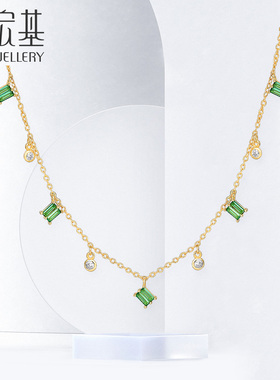 潮宏基碧影足银合成尖晶石项链