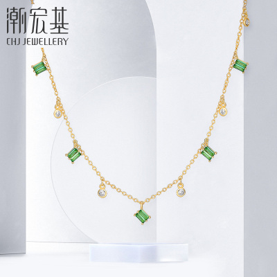 潮宏基碧影足银合成尖晶石项链