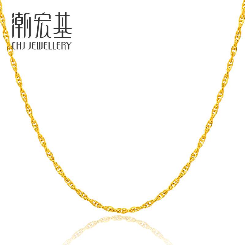潮宏基 生生相依绞丝款女款黄金项链足金配链 计价