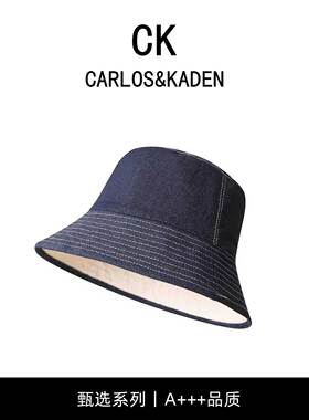 CARLOS&KADEN原创牛仔渔夫帽双面戴盆帽大头围遮阳休闲帽子男女