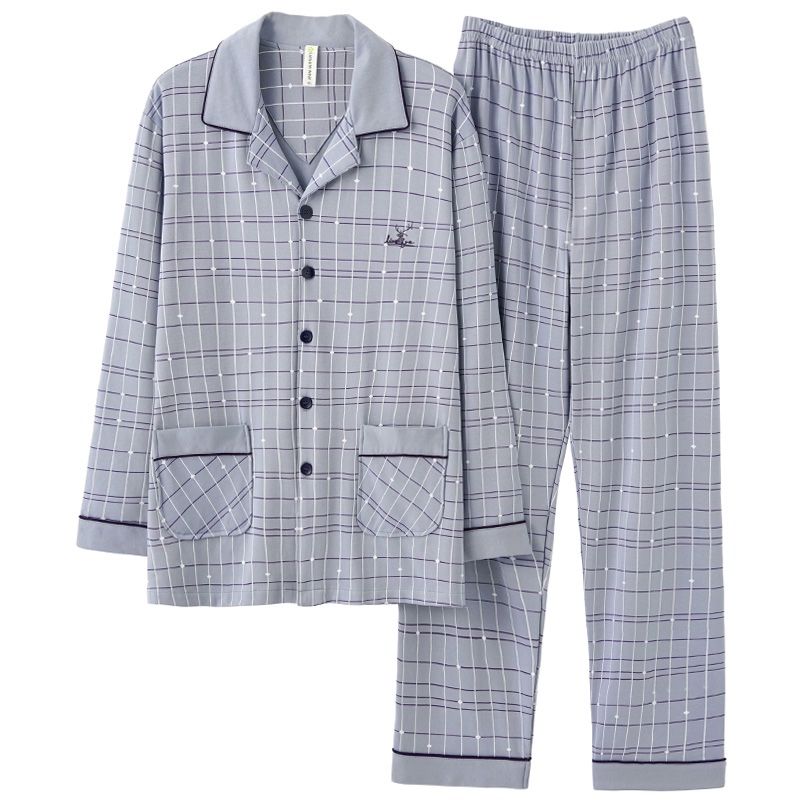 品牌男士全棉薄款秋天加大码睡衣