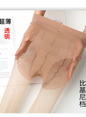 永春比基尼丝袜 蝴蝶档连裤袜防勾丝夏超薄透明加档薄袜525B肤色