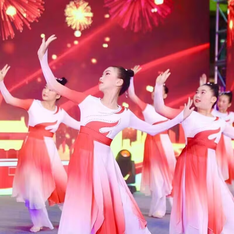 女童现代合唱演出服女飘逸中国风儿童演出服