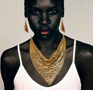 欧美时尚 毛衣链配饰necklace 亮珠片三角巾丝巾假领子项链耳环套装