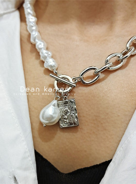 欧美天然珍珠金属ins项链