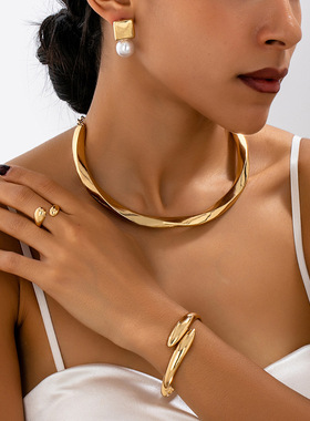 欧美时尚简约几何金属圆圈耳环女