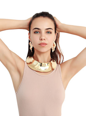 夸张项圈套装欧美朋克金属项链耳环组合夜店舞台演出饰品necklace