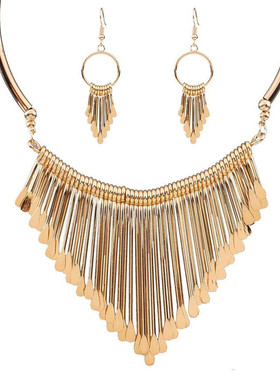 项链2021年新款女 锁骨链套装时尚耳环首饰两件套necklace women