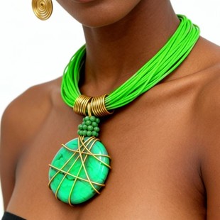 2026新品 荧光色项链饰品necklaces 树脂纹理吊坠项链耳环套装