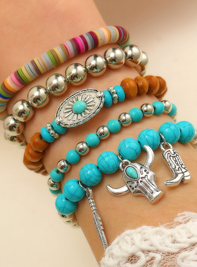 波西米亚风松石木珠手链