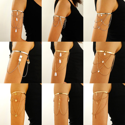 Arm bracelets star arm rings women欧美链条星星百搭开口手臂环